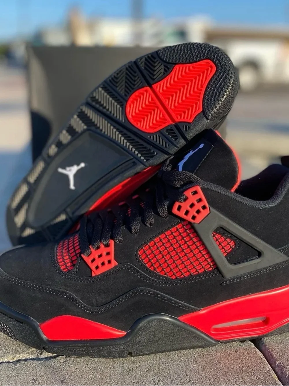 Jordan Men’s Black and Red Retro Sneakers
